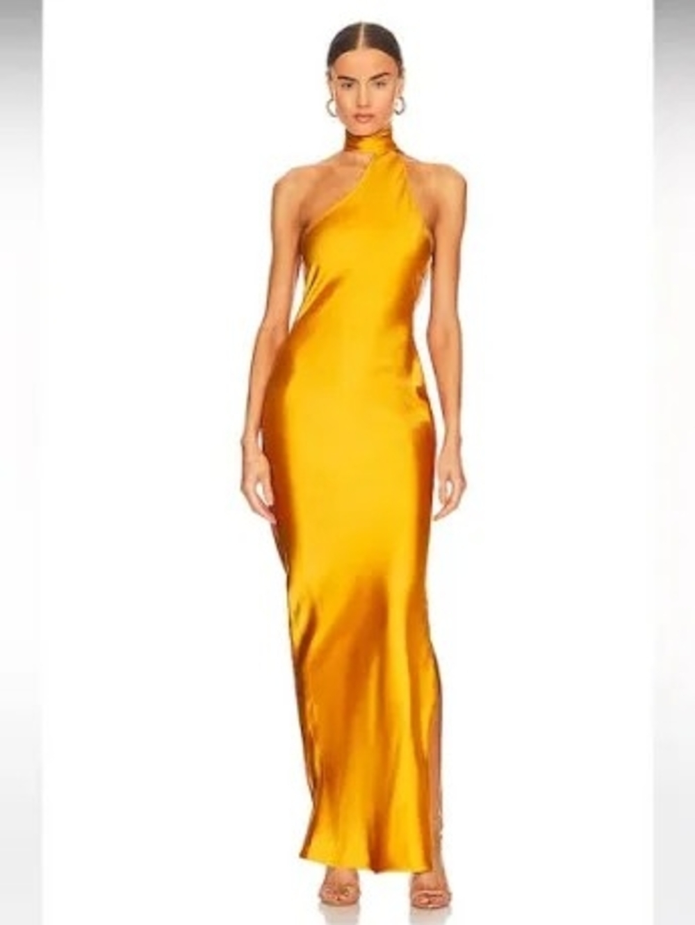 Khanums Gold Kara Pearl Trim Satin Dress Sz S
